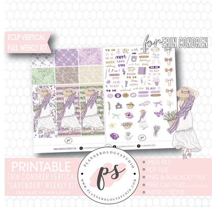 Lavender Full Weekly Kit Printable Planner Digital Stickers (for use with Erin Condren Vertical) - Plannerologystudio