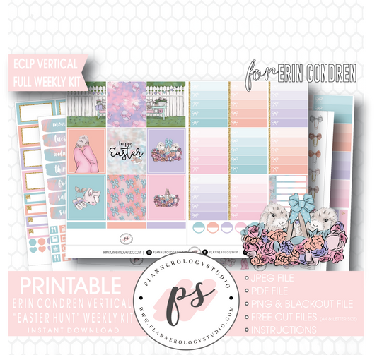 Easter Hunt Full Weekly Kit Printable Planner Digital Stickers (for use with Erin Condren Vertical - Plannerologystudio