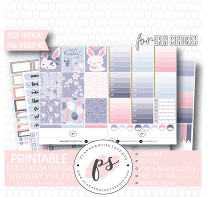 Everbunny (Easter) Weekly Kit Printable Planner Digital Stickers (for use with Erin Condren Vertical - Plannerologystudio