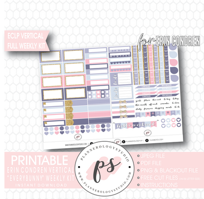 Everbunny (Easter) Weekly Kit Printable Planner Digital Stickers (for use with Erin Condren Vertical - Plannerologystudio