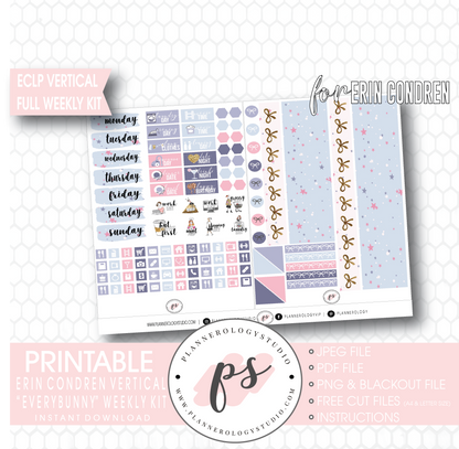 Everbunny (Easter) Weekly Kit Printable Planner Digital Stickers (for use with Erin Condren Vertical - Plannerologystudio