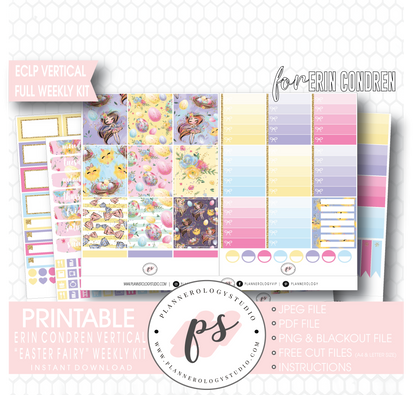 Easter Fairy Weekly Kit Printable Planner Digital Stickers (for use with Erin Condren Vertical - Plannerologystudio