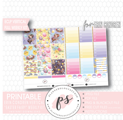 Easter Fairy Weekly Kit Printable Planner Digital Stickers (for use with Erin Condren Vertical - Plannerologystudio