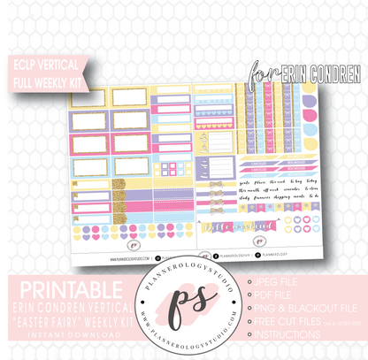 Easter Fairy Weekly Kit Printable Planner Digital Stickers (for use with Erin Condren Vertical - Plannerologystudio