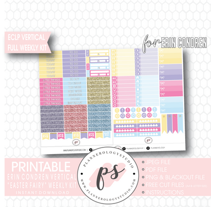Easter Fairy Weekly Kit Printable Planner Digital Stickers (for use with Erin Condren Vertical - Plannerologystudio