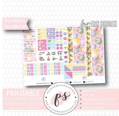 Easter Fairy Weekly Kit Printable Planner Digital Stickers (for use with Erin Condren Vertical - Plannerologystudio