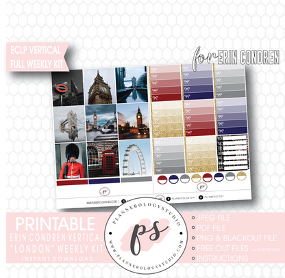 London Stock Photography Full Weekly Kit Digital Printable Planner Stickers (for use with Erin Condren Vertical) - Plannerologystudio