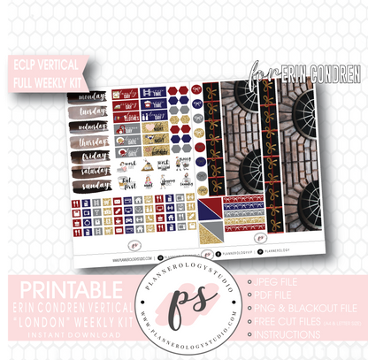London Stock Photography Full Weekly Kit Digital Printable Planner Stickers (for use with Erin Condren Vertical) - Plannerologystudio