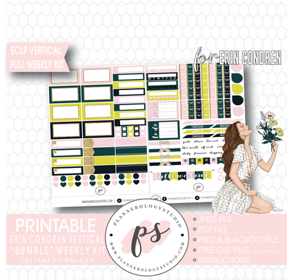Bumble Full Weekly Kit Printable Planner Digital Stickers (for use with Erin Condren Vertical) - Plannerologystudio