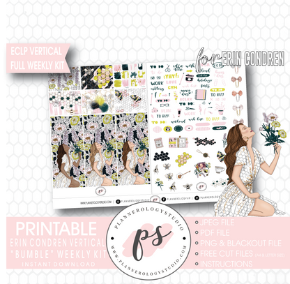 Bumble Full Weekly Kit Printable Planner Digital Stickers (for use with Erin Condren Vertical) - Plannerologystudio