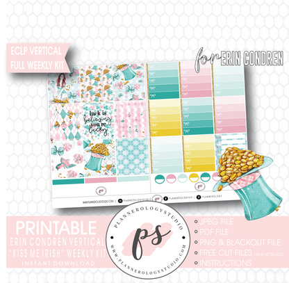 Kiss Me Irish (St Patrick's Day) Full Weekly Kit Printable Planner Digital Stickers (for use with Erin Condren Vertical) - Plannerologystudio