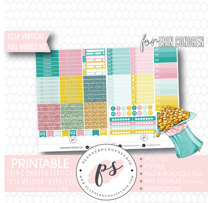 Kiss Me Irish (St Patrick's Day) Full Weekly Kit Printable Planner Digital Stickers (for use with Erin Condren Vertical) - Plannerologystudio