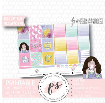 Easter Fun Full Weekly Kit Printable Planner Digital Stickers (for use with Erin Condren Vertical - Plannerologystudio