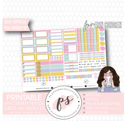 Easter Fun Full Weekly Kit Printable Planner Digital Stickers (for use with Erin Condren Vertical - Plannerologystudio
