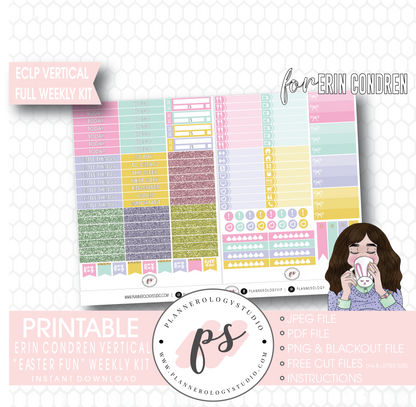 Easter Fun Full Weekly Kit Printable Planner Digital Stickers (for use with Erin Condren Vertical - Plannerologystudio