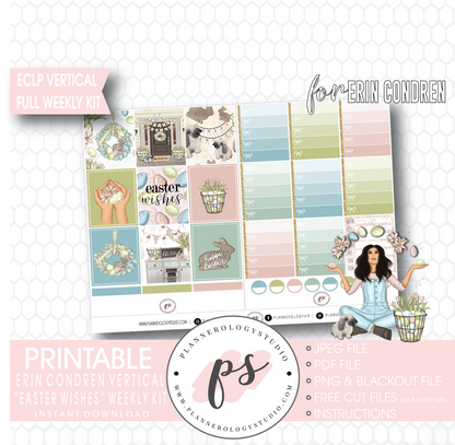 Easter Wishes Full Weekly Kit Printable Planner Digital Stickers (for use with Erin Condren Vertical - Plannerologystudio