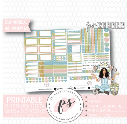Easter Wishes Full Weekly Kit Printable Planner Digital Stickers (for use with Erin Condren Vertical - Plannerologystudio