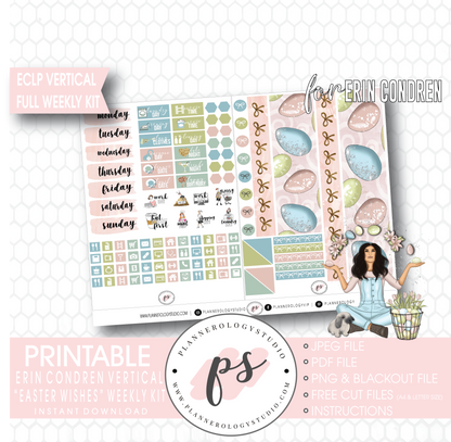 Easter Wishes Full Weekly Kit Printable Planner Digital Stickers (for use with Erin Condren Vertical - Plannerologystudio