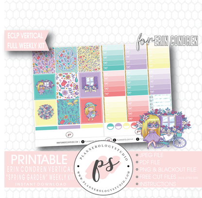 Spring Garden Full Weekly Kit Printable Planner Digital Stickers (for use with Erin Condren Vertical) - Plannerologystudio