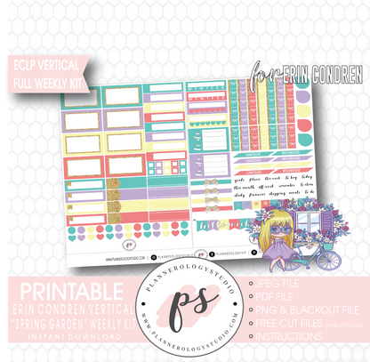 Spring Garden Full Weekly Kit Printable Planner Digital Stickers (for use with Erin Condren Vertical) - Plannerologystudio