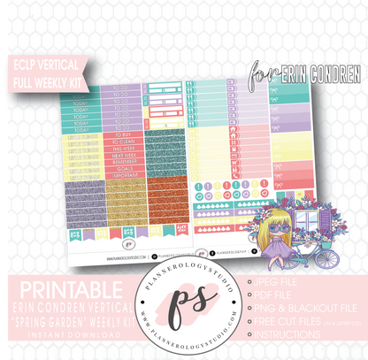 Spring Garden Full Weekly Kit Printable Planner Digital Stickers (for use with Erin Condren Vertical) - Plannerologystudio
