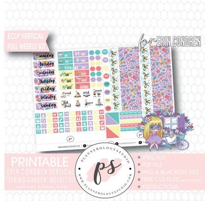 Spring Garden Full Weekly Kit Printable Planner Digital Stickers (for use with Erin Condren Vertical) - Plannerologystudio