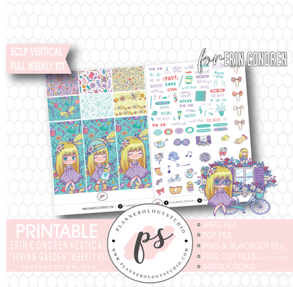 Spring Garden Full Weekly Kit Printable Planner Digital Stickers (for use with Erin Condren Vertical) - Plannerologystudio