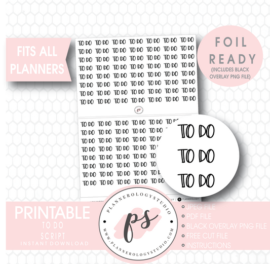 To Do Script Bujo Digital Printable Planner Stickers (Foil Ready) - Plannerologystudio