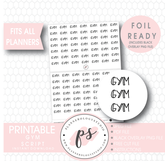 Gym Bujo Script Digital Printable Planner Stickers (Foil Ready) - Plannerologystudio