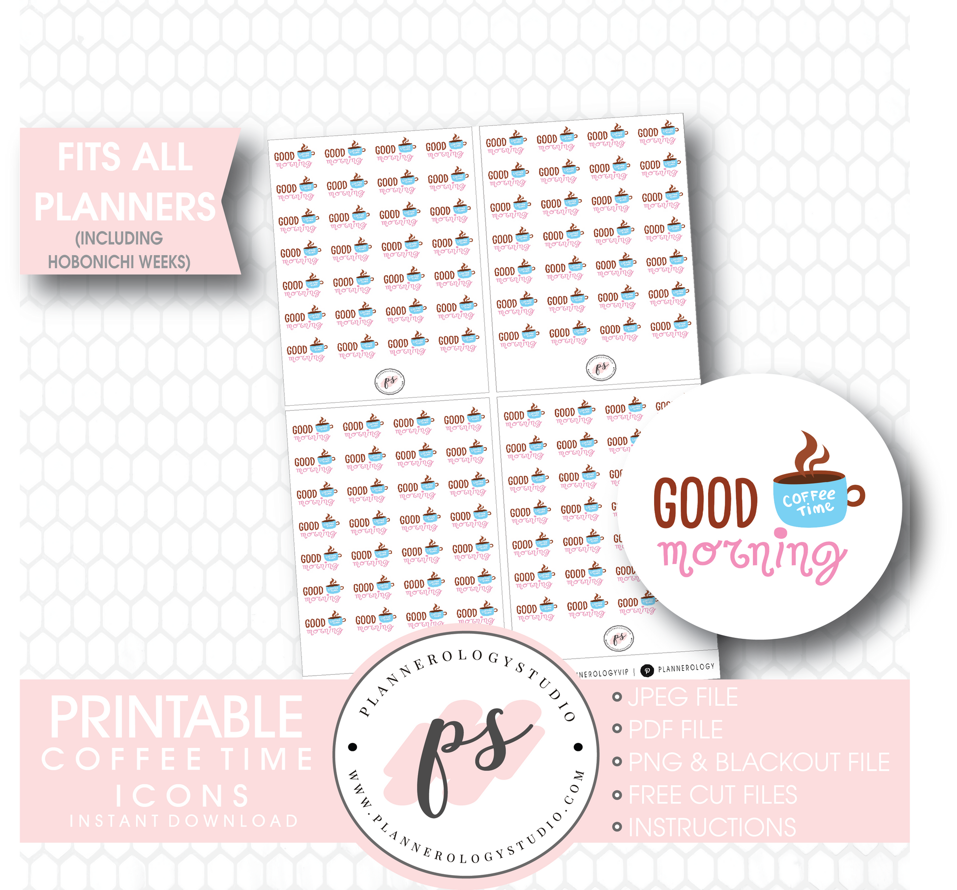 Coffee Time Icons Digital Printable Planner Stickers Digital Printable Planner Stickers - Plannerologystudio