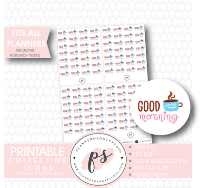Coffee Time Icons Digital Printable Planner Stickers Digital Printable Planner Stickers - Plannerologystudio
