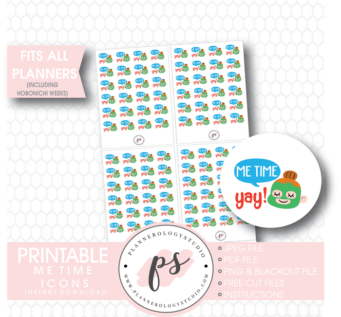 Me Time Icons Digital Printable Planner Stickers Digital Printable Planner Stickers - Plannerologystudio