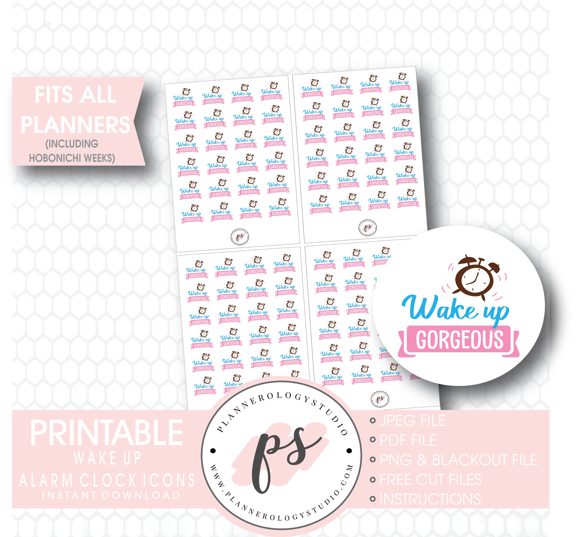 Wake Up Alarm Clock Icons Digital Printable Planner Stickers Digital Printable Planner Stickers - Plannerologystudio
