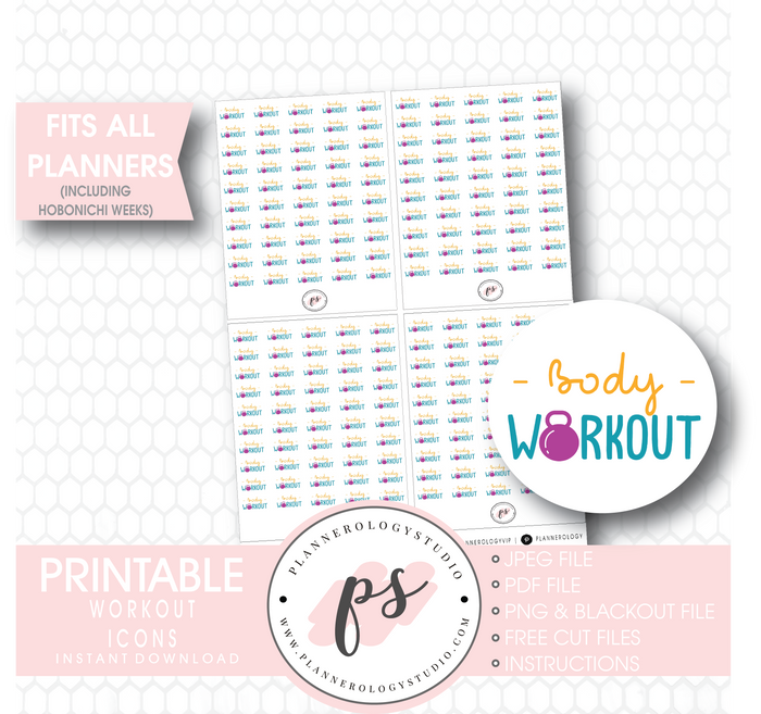 Workout Icons Digital Printable Planner Stickers - Plannerologystudio