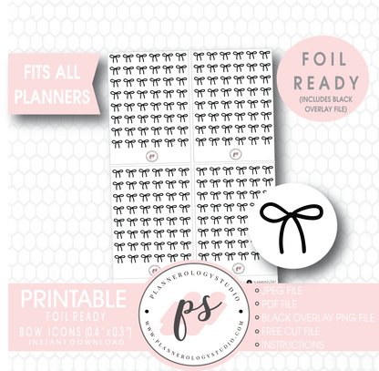 Bow Icon Digital Printable Planner Stickers (Foil Ready) - Plannerologystudio