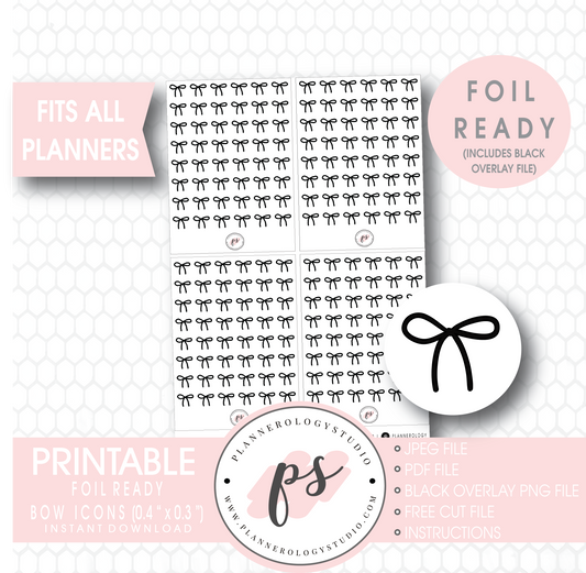 Bow Icon Digital Printable Planner Stickers (Foil Ready) - Plannerologystudio