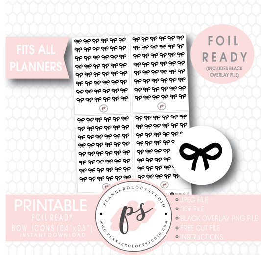 Bow Icon Digital Printable Planner Stickers (Foil Ready) - Plannerologystudio