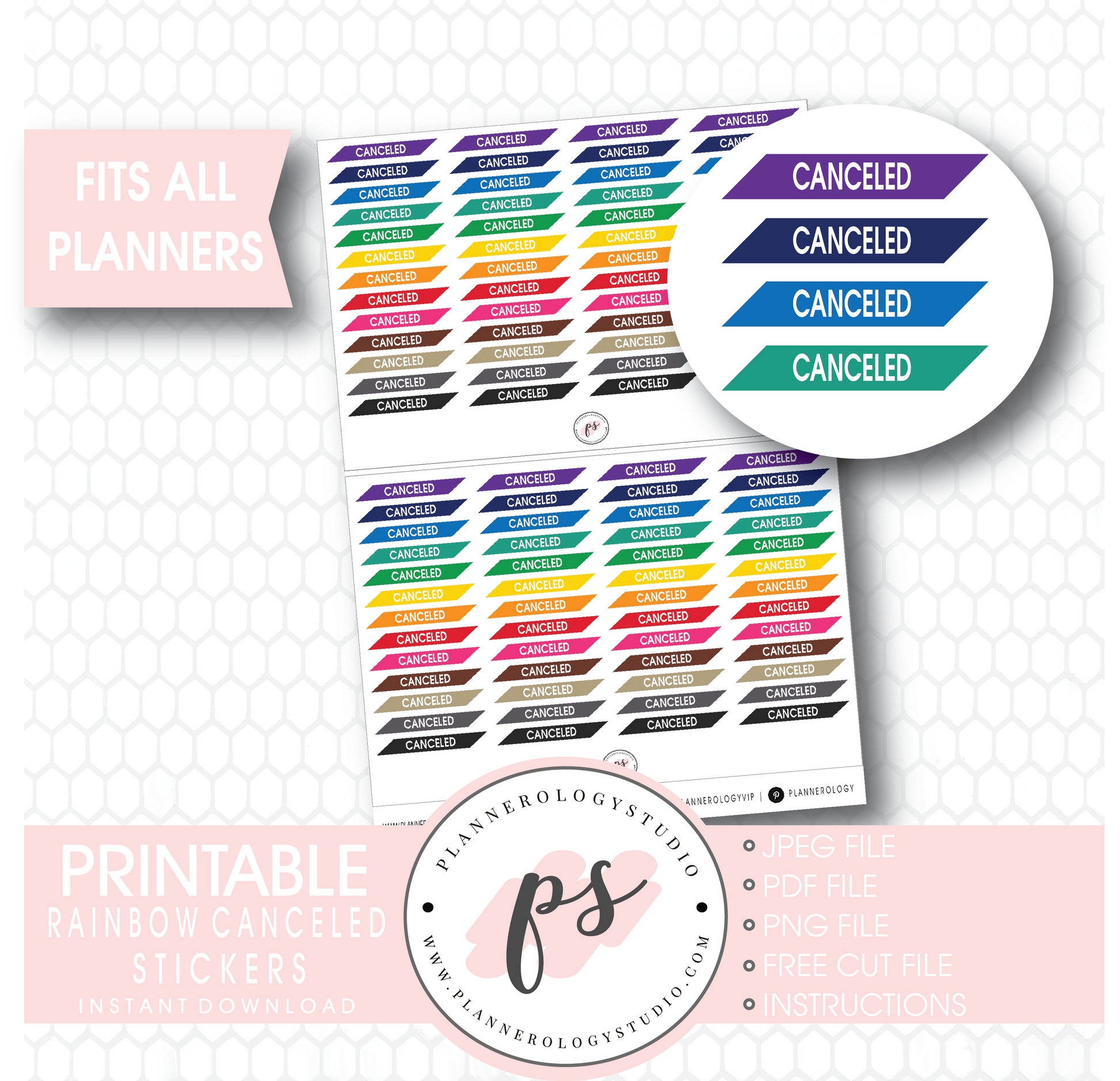 Rainbow Canceled Headers Digital Printable Planner Stickers Digital Printable Planner Stickers - Plannerologystudio