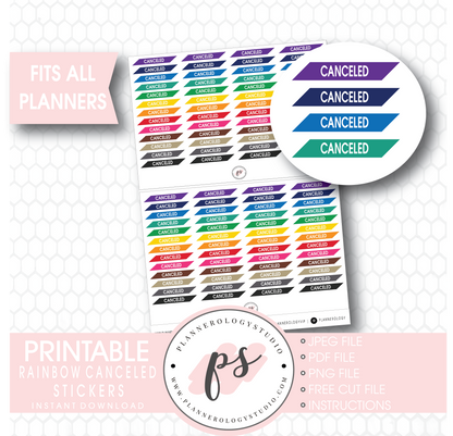 Rainbow Canceled Headers Digital Printable Planner Stickers Digital Printable Planner Stickers - Plannerologystudio