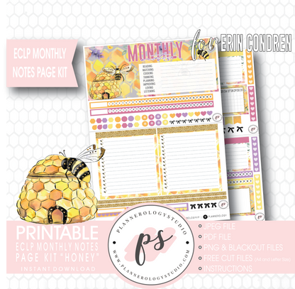 Honey Monthly Notes Page Kit Digital Printable Planner Stickers (for use with ECLP) - Plannerologystudio