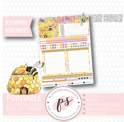 Honey Monthly Notes Page Kit Digital Printable Planner Stickers (for use with ECLP) - Plannerologystudio