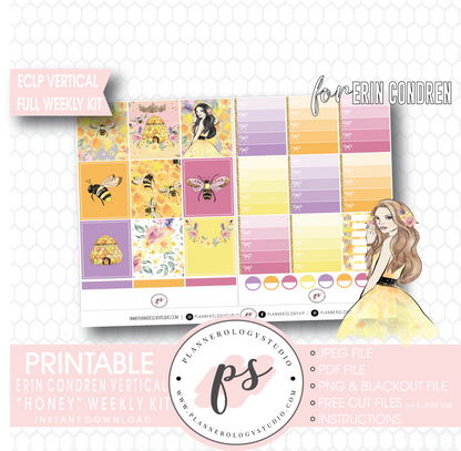 Honey Full Weekly Kit Printable Planner Digital Stickers (for use with Erin Condren Vertical) - Plannerologystudio