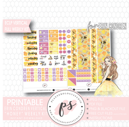 Honey Full Weekly Kit Printable Planner Digital Stickers (for use with Erin Condren Vertical) - Plannerologystudio