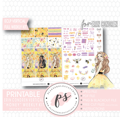 Honey Full Weekly Kit Printable Planner Digital Stickers (for use with Erin Condren Vertical) - Plannerologystudio