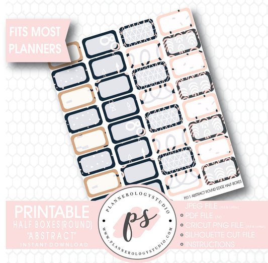 "Abstract" Half-Box (Round Edge) Printable Planner Stickers - Plannerologystudio
