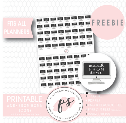 Work From Home Icons Digital Printable Planner Stickers (Freebie) - Plannerologystudio