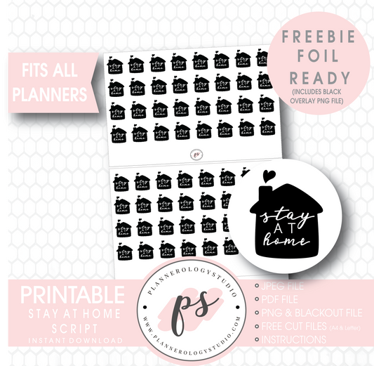 Stay at Home Icons Digital Printable Planner Stickers (Freebie) - Plannerologystudio