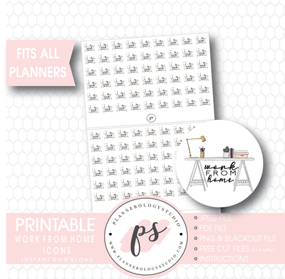 Work From Home Icons Digital Printable Planner Stickers - Plannerologystudio