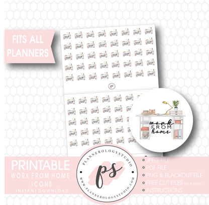 Work From Home Icons Digital Printable Planner Stickers - Plannerologystudio