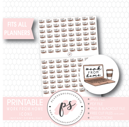 Work From Home Bujo Script & Icons Digital Printable Planner Stickers - Plannerologystudio
